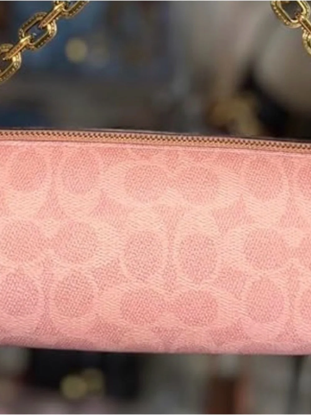 Coach Pink Signature Barrel Shoulder Bag with Gold Hardware